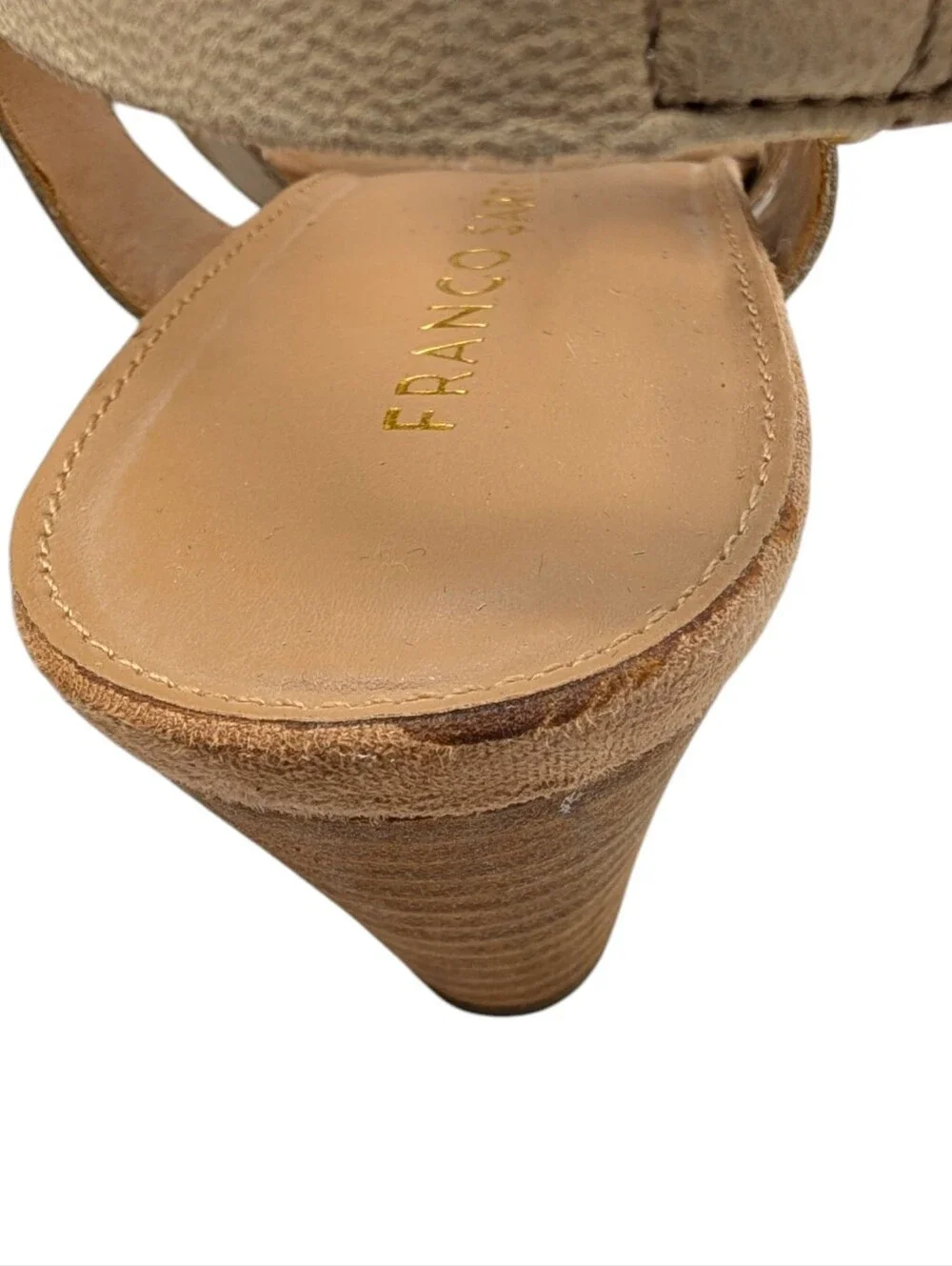 Franco Sarto Dania Beige Leather Wedge Sandals 7.5